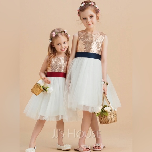 Champagne Sequin Flower Girl Dress
